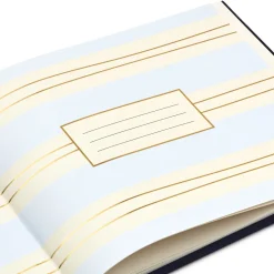 Gold on Navy Linen Customizable Guest Book