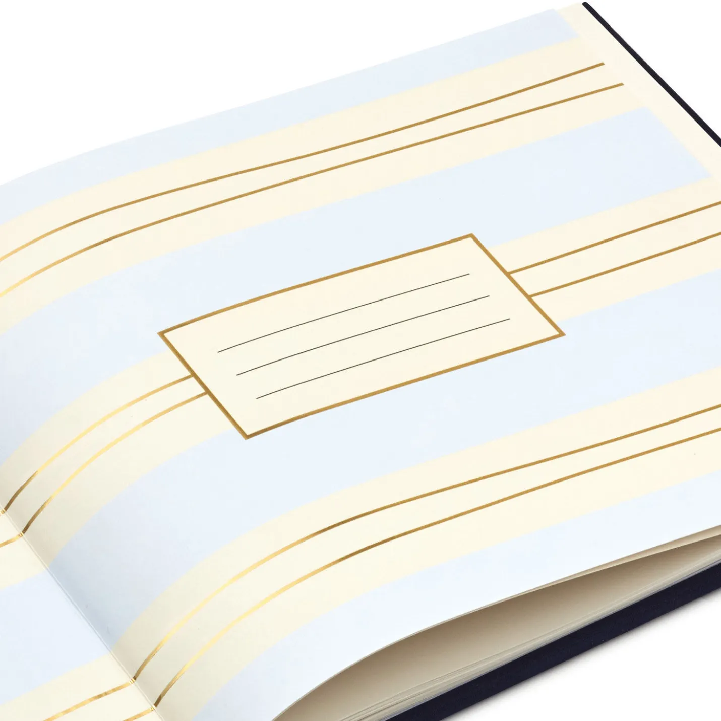 Gold on Navy Linen Customizable Guest Book
