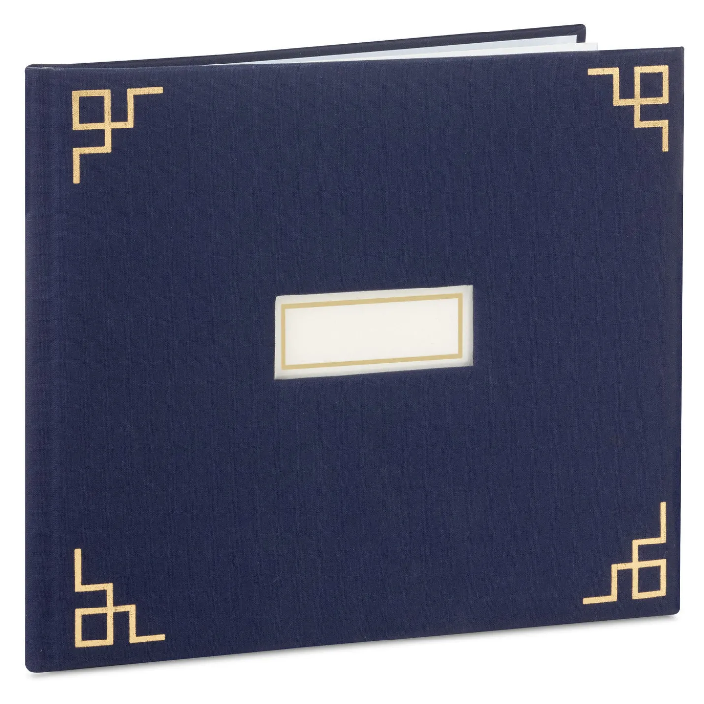 Gold on Navy Linen Customizable Guest Book