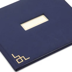 Gold on Navy Linen Customizable Guest Book