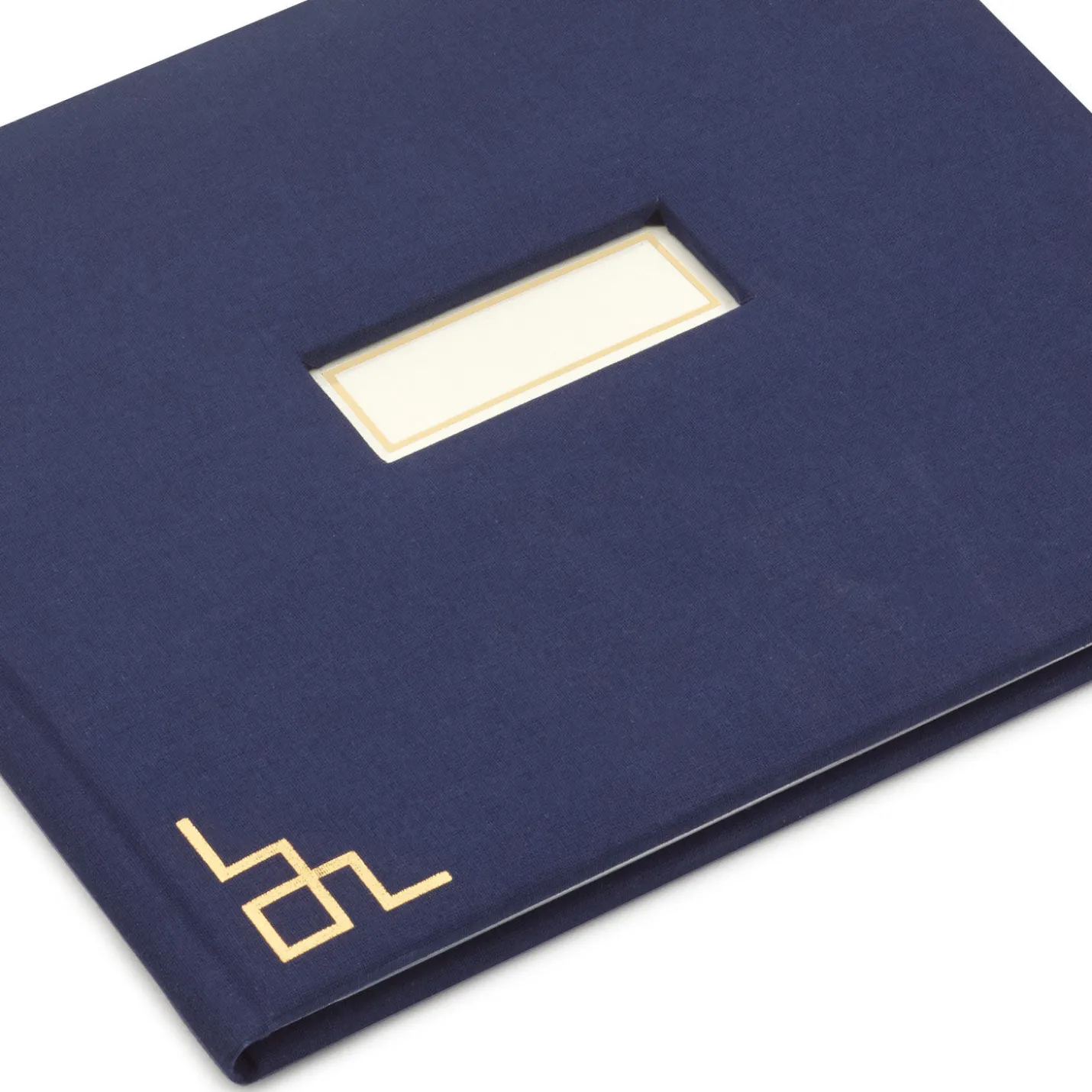 Gold on Navy Linen Customizable Guest Book