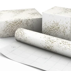 Gold Paint Splatter on Cream Wrapping Paper, 20 sq. ft.