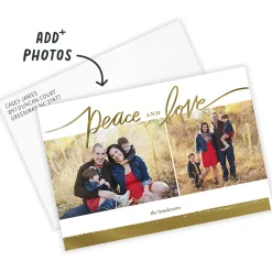 Gold Peace and Love Flat Holiday Photo Card