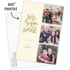 Gold Script Joy Flat Holiday Photo Card