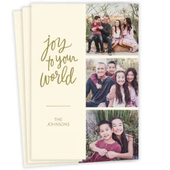 Gold Script Joy Flat Holiday Photo Card