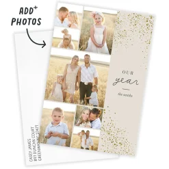 Gold Shimmer Our Year Flat Holiday Photo Card