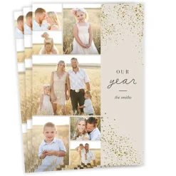 Gold Shimmer Our Year Flat Holiday Photo Card