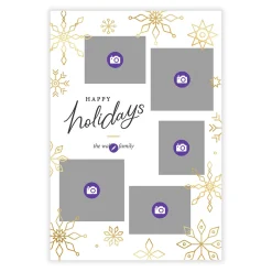 Gold Snowflakes on White Flat Holiday Photo Card