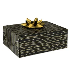 Gold Stripes on Black Wrapping Paper, 17.5 sq. ft.