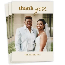 Gold Thanks Modern Minimal Wedding Thank-You Card