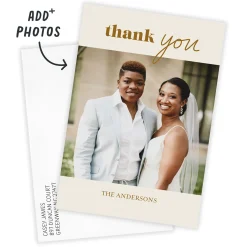 Gold Thanks Modern Minimal Wedding Thank-You Card