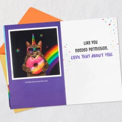 Go Over the Top Unicorn Cat 8th Birthday Card With Decal