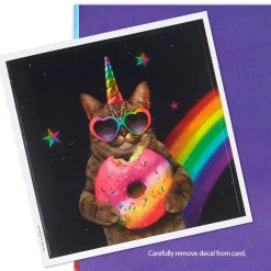 Go Over the Top Unicorn Cat 8th Birthday Card With Decal