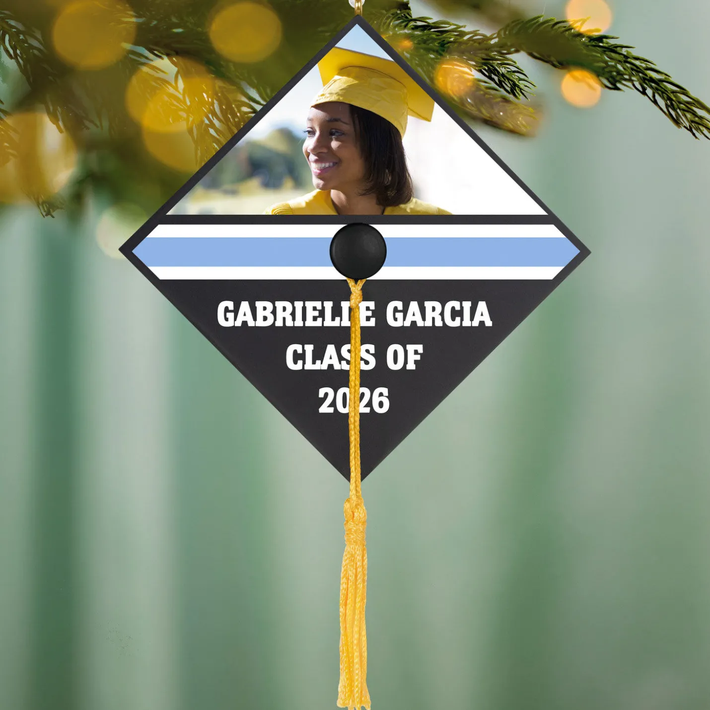 Graduation Cap Personalized Ornament, Custom Photo and Text