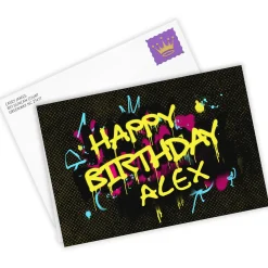 Graffiti Lettering Custom Birthday Card