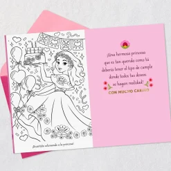 Granddaughter, You're a Princess Spanish-Language Card With Coloring Page
