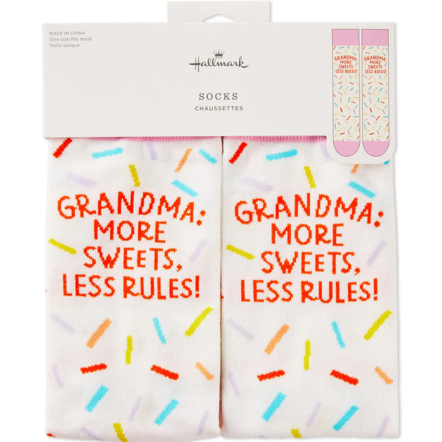 Grandma More Sweets Less Rules Novelty Crew Socks