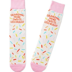 Grandma More Sweets Less Rules Novelty Crew Socks