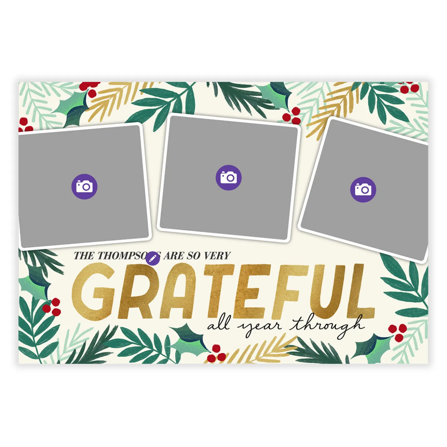 Grateful All Year Flat Christmas Photo Card
