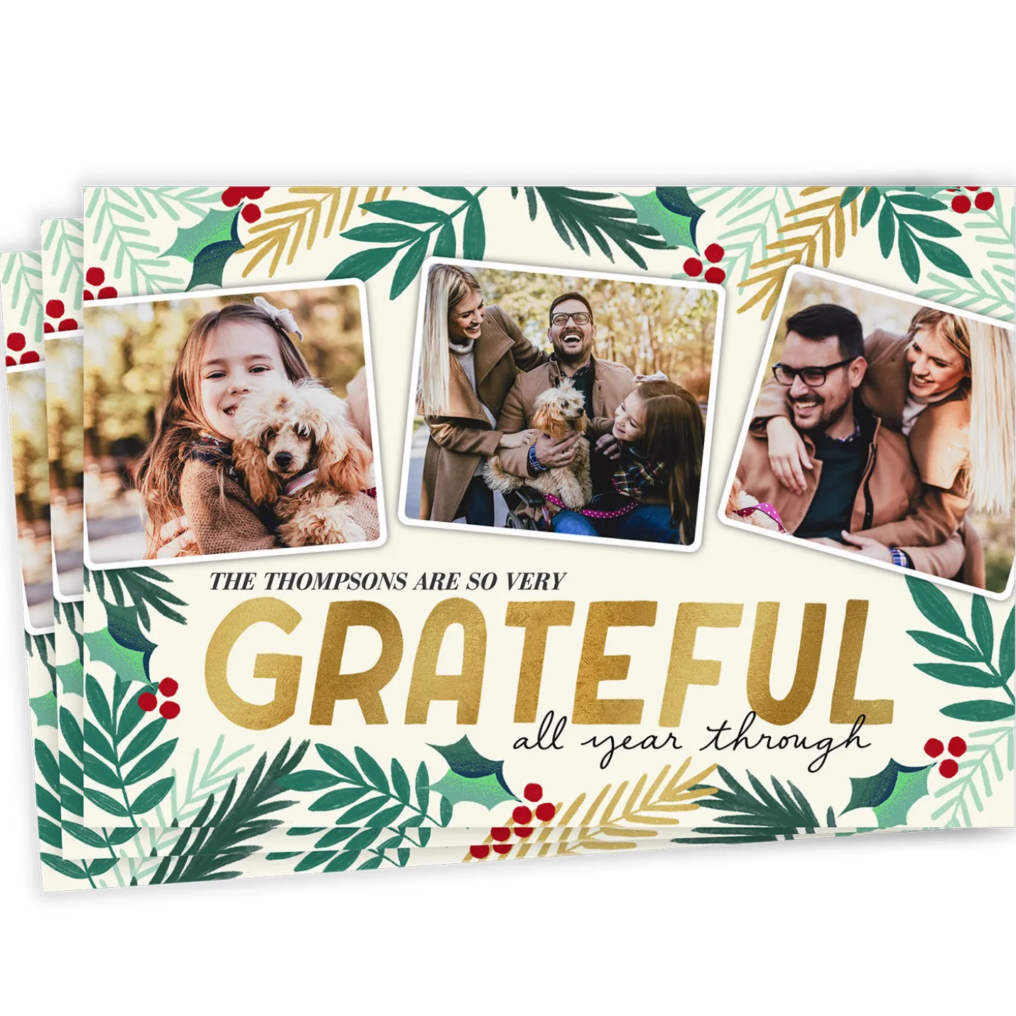 Grateful All Year Flat Christmas Photo Card