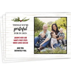 Gratitude List Flat Christmas Photo Card