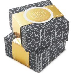 4" Gray Geometric 2-Pack Gift Boxes With Gold Bands