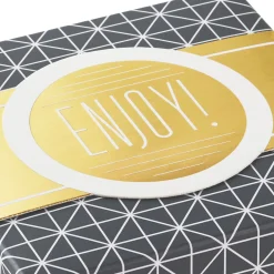 4" Gray Geometric 2-Pack Gift Boxes With Gold Bands