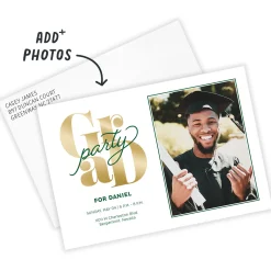 Green Script Flat Graduation Party Invitation
