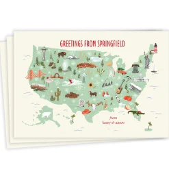 Greetings from US Map Flat Holiday Photo Card