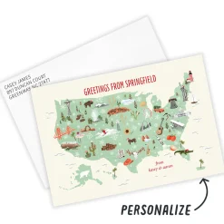 Greetings from US Map Flat Holiday Photo Card