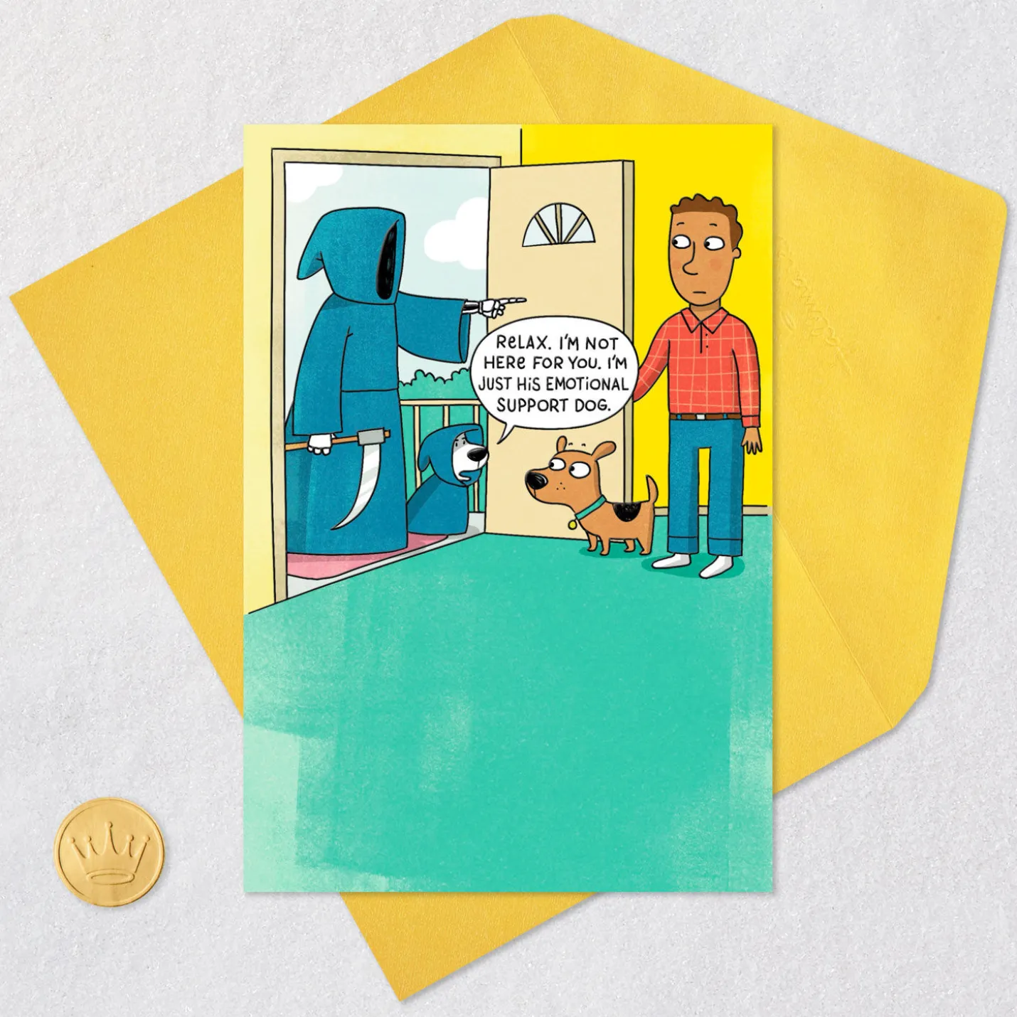 Grim Reaper and His Emotional Support Dog Funny Birthday Card