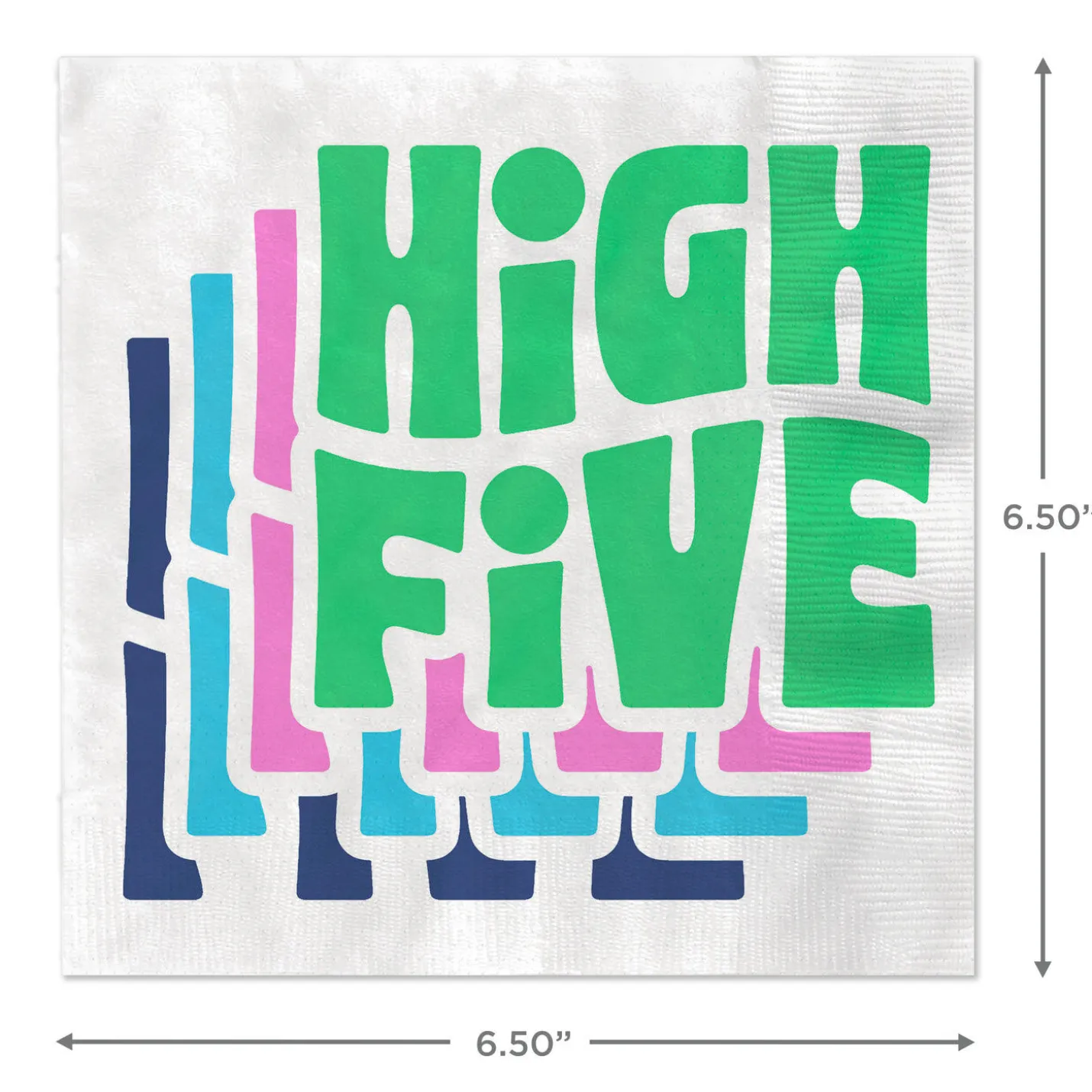 Groovy "High Five" on White Dinner Napkins, Pack of 20