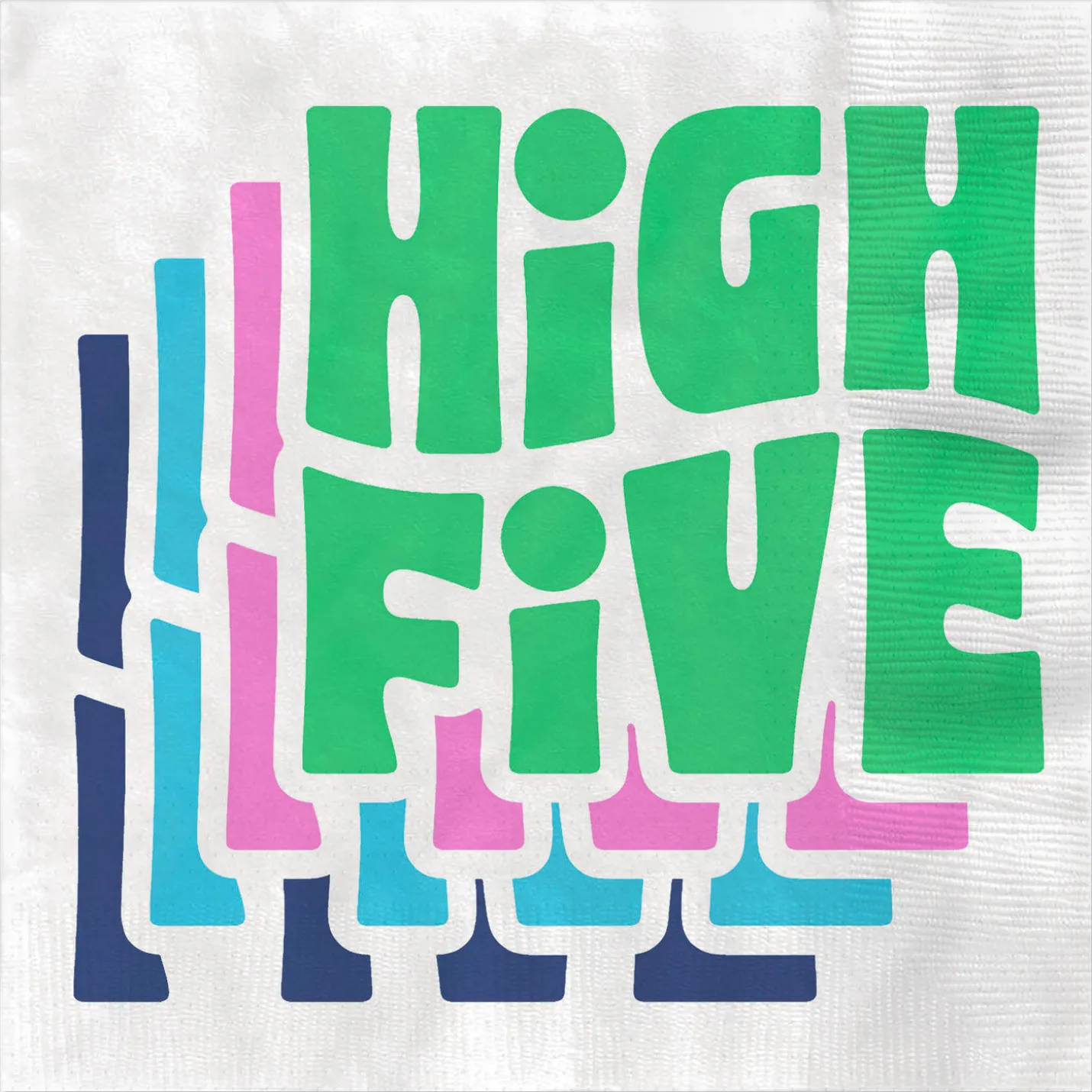 Groovy "High Five" on White Dinner Napkins, Pack of 20