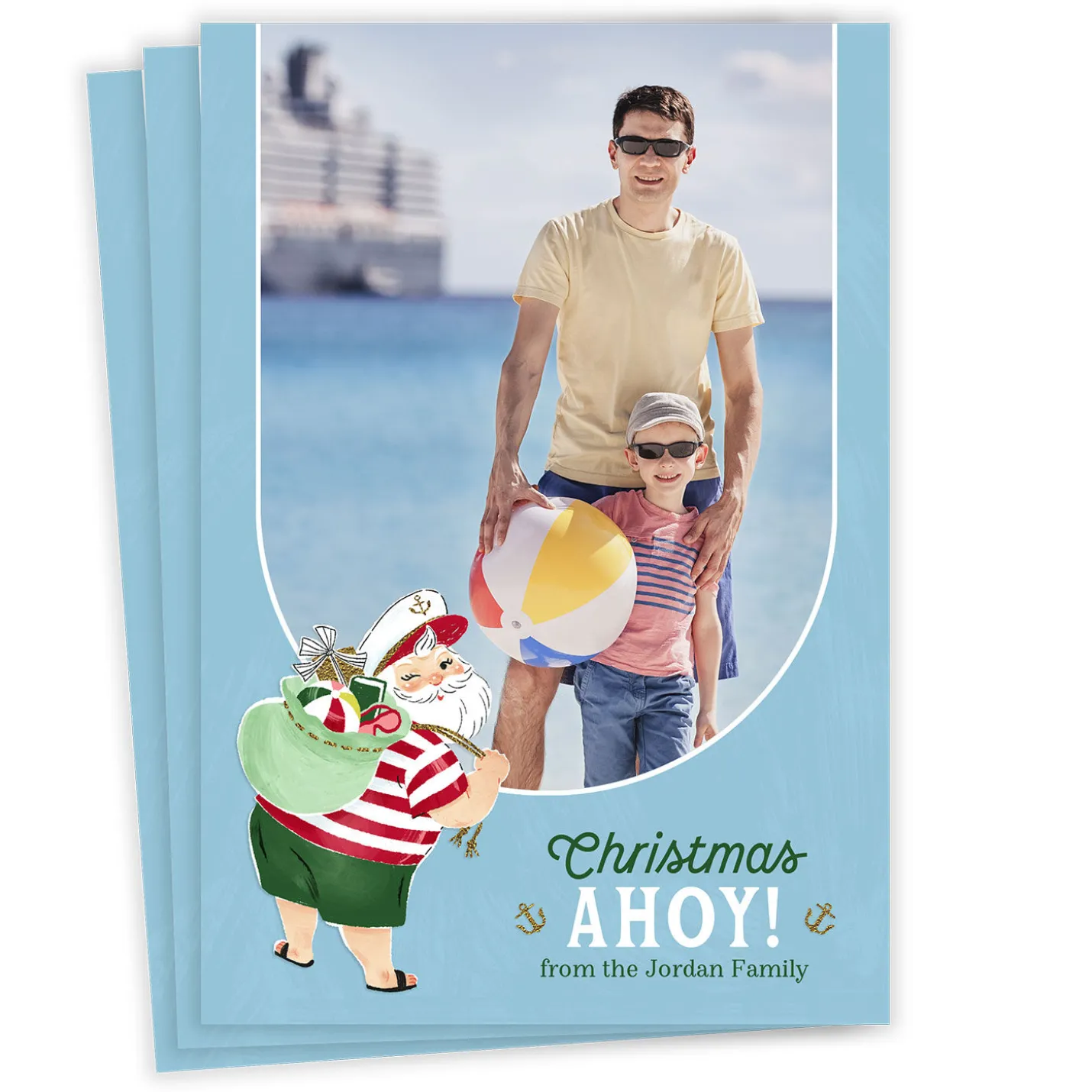 Hallmark Christmas Cruise Ahoy Flat Photo Card