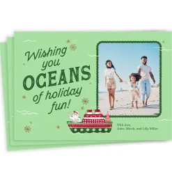 Hallmark Christmas Cruise Oceans of Holiday Fun Flat Photo Card