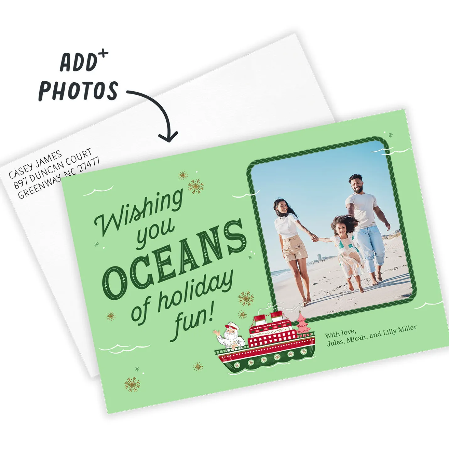 Hallmark Christmas Cruise Oceans of Holiday Fun Flat Photo Card