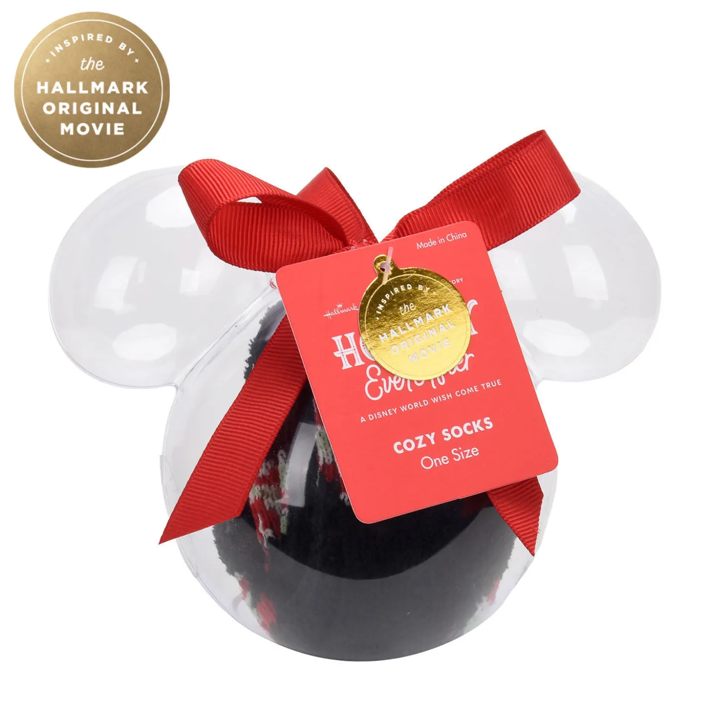 Hallmark + Disney Holiday Ever After Black Mickey Ears Crew Socks