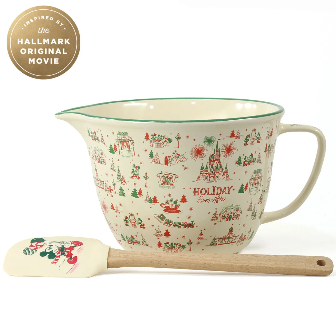 Hallmark + Disney Holiday Ever After Zrike Brands Mixing Bowl With Spatula, Set of 2