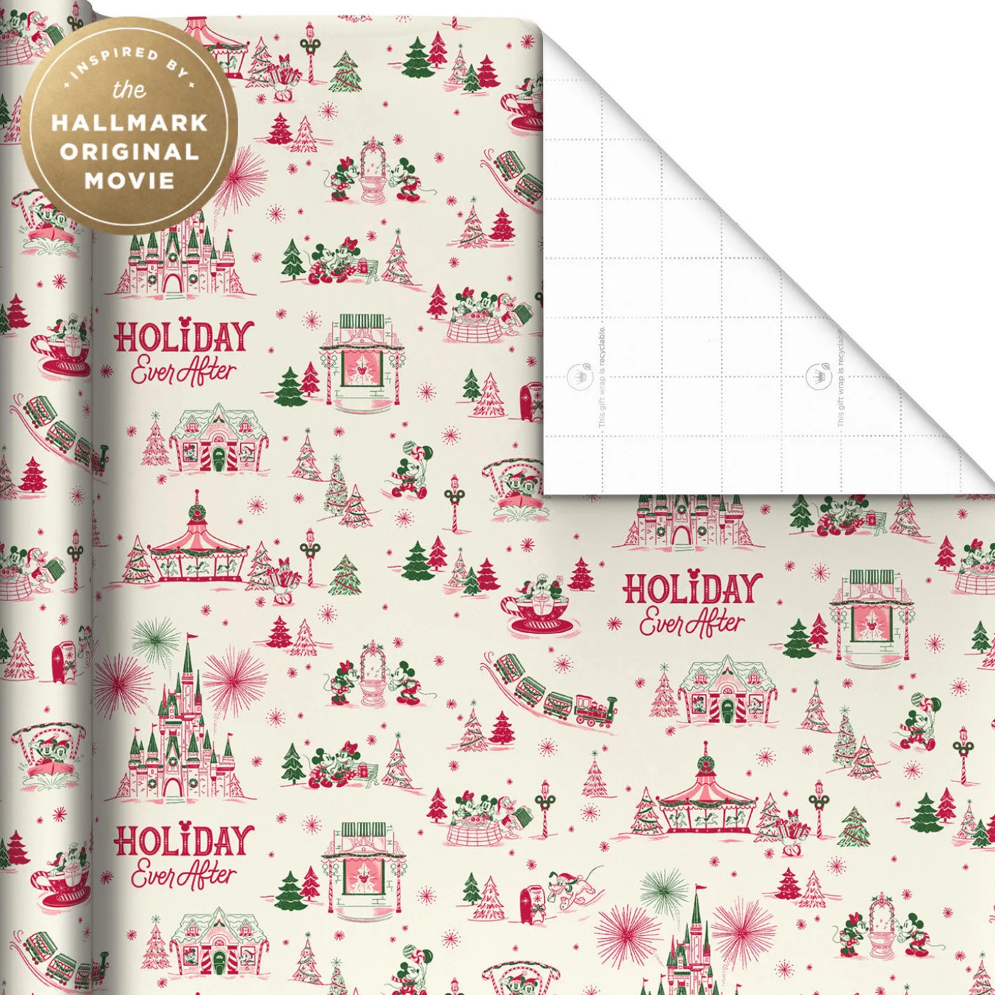 Hallmark + Disney Holiday Ever After Jumbo Christmas Wrapping Paper Roll, 35 sq. ft.