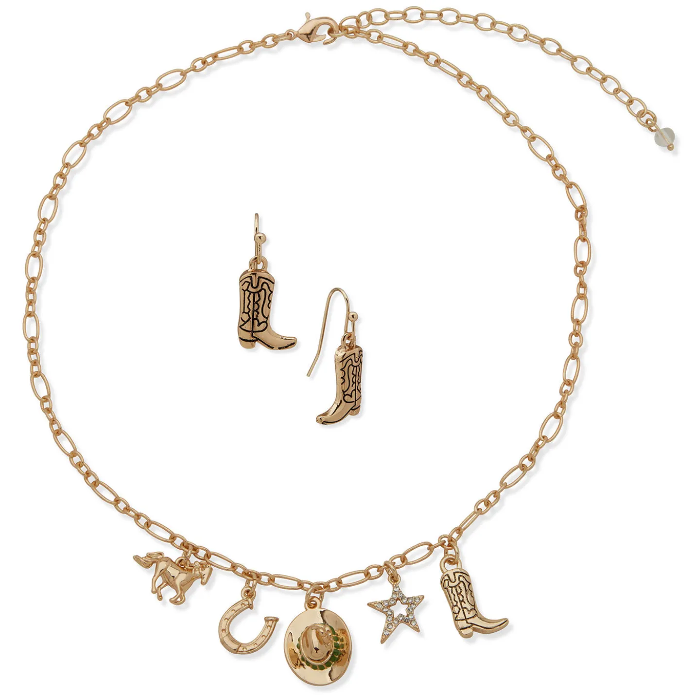 Hallmark x Opry® Crystal and Gold-Tone Drop Earrings and Charm Necklace Set