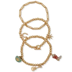 Hallmark x Opry® Gold-Tone Beaded Bracelets With Cowboy Charms, Set of 3