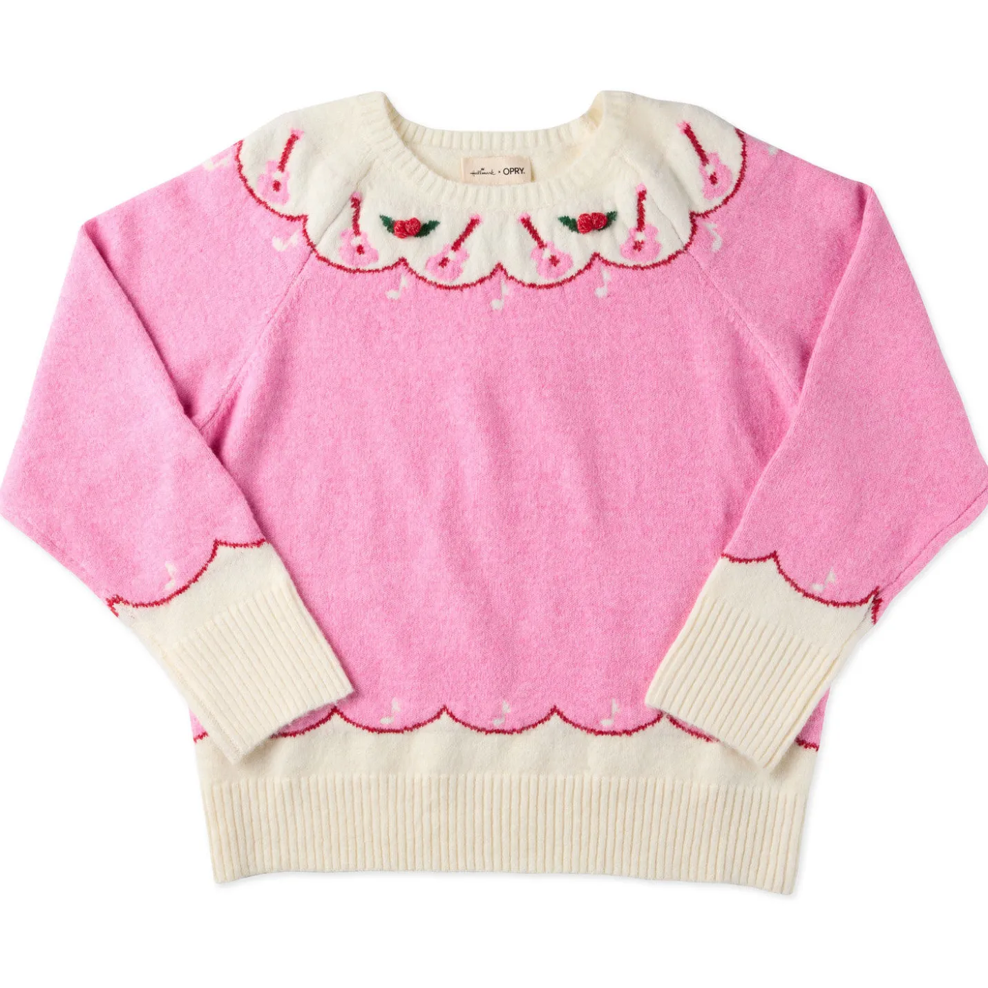 Hallmark x Opry® Guitar Fair Isle Women's Pink and Cream Sweater