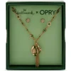 Hallmark x Opry® Sparkly Stud Earrings and Green Bead Necklace Set