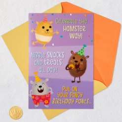 Hamster Party Funny Musical Birthday Card for Kids