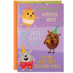 Hamster Party Funny Musical Birthday Card for Kids
