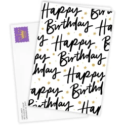 Hand Lettering and Stars Custom Birthday Card
