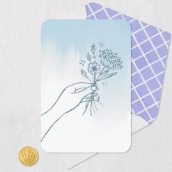 Hand Holding Flowers Sketch Blank Card