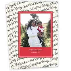 Handwriting Pattern Flat Christmas Photo Card