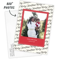 Handwriting Pattern Flat Christmas Photo Card