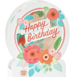 Happy Birthday Floral Snow Globe Musical 3D Pop-Up Birthday Card With Motion
